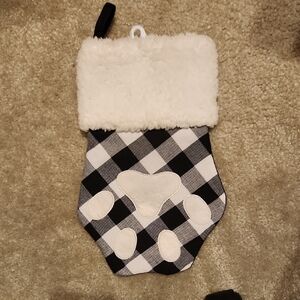 Hobby Lobby Black and White Plaid Paw Stocking